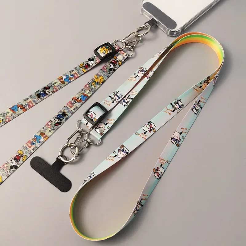 حزام كتف طويل متقاطع للجسم ، حبل هاتف محمول ، سلسلة تعليق واسعة من القماش ، كرتون لطيف ، رقبة قابلة للتعديل ، رباط قماشي للرقبة