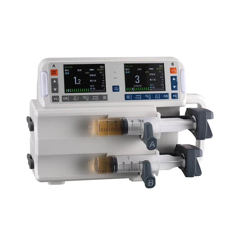 

Medical Automatic Double Syringe Pump syringe micro enteral feeding volumetric Portable with Drugs Data Hospital Clinic ICU