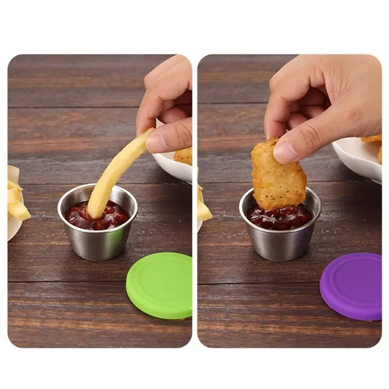 AEE4-6 Pieces Stainless Steel Mixing Bowls Better Breader Shaker Bowl With Colorful Airtight Lids Non-Slip Bottoms