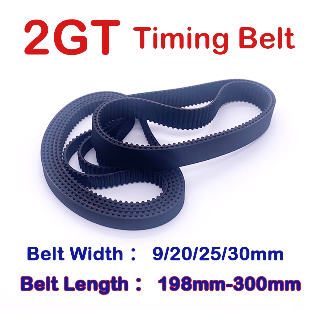 2GT Timing Belt Perimeter 198mm-300mm Closed Loop Belt Width 9 20 25 30mm 3D Printer Belt Drive Synchronous Rubber Belt GT2 Belt