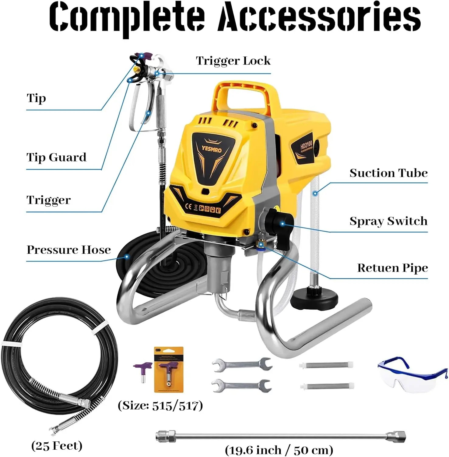 Pulvérisateur de peinture sans air pour la peinture de la maison, 3300PSI,1100W, machine électrique à forte location, pas besoin d'amincissement