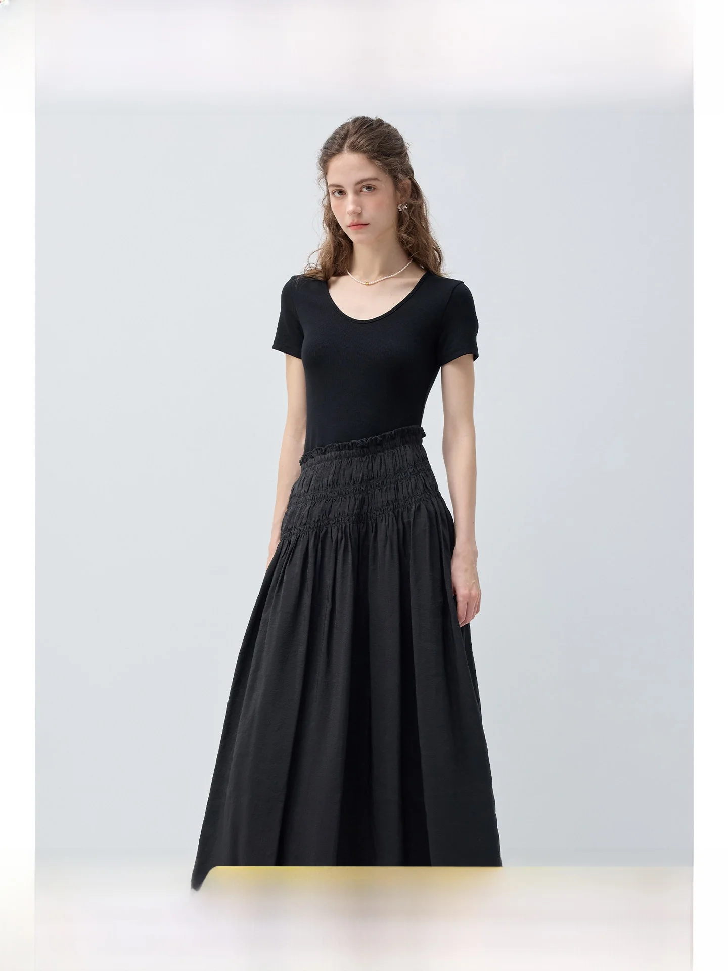 

plus Size Women's A-Line Dress Waist-Cinching Maxi Skirt Casual Summer Commute Fashion for Plump Girls Short Sleeve Long Dress