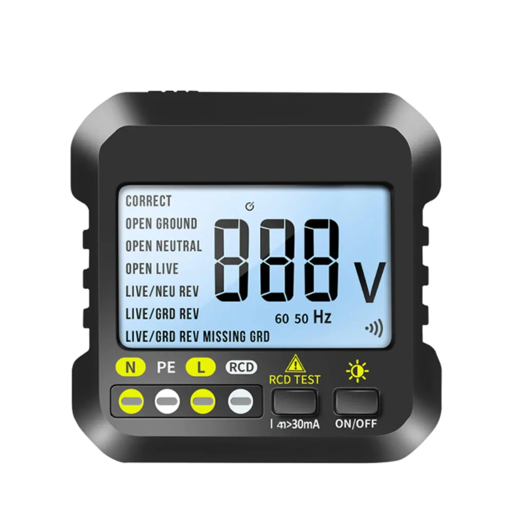 

Цифровой тестер розеток, портативный провод под напряжением полярности, детектор нулевой линии, кнопка управления, инструмент электрика, вилка стандарта США