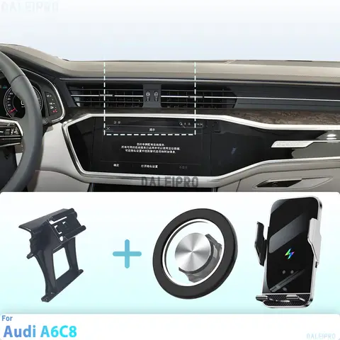 아우디 A6 C8 2019-2021 2022 2023 2024 맞춤 제작 마그네틱 핸드폰 거치대, 스마트 감지 무선 충전 기능 탑재