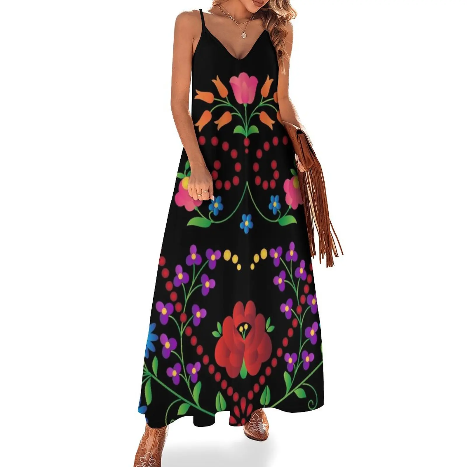 

Hungarian folk art Sleeveless Dress dress for women 2024 beach outfits for women loose women's dress Woman's evening