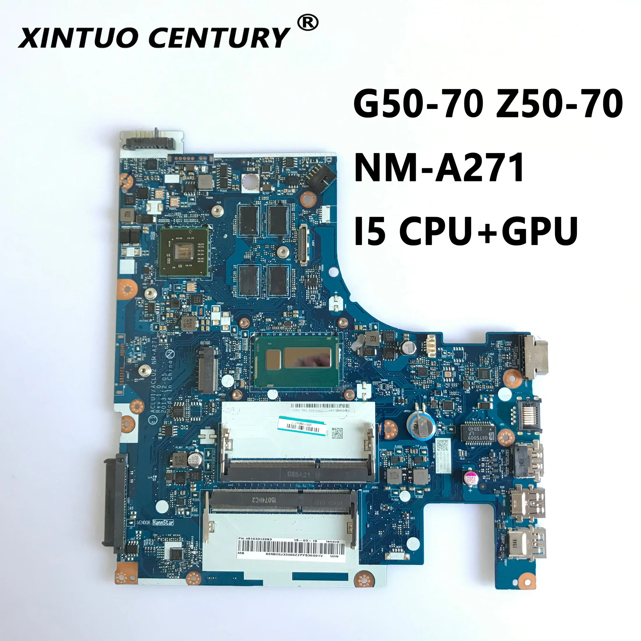 

ACLU1/ACLU2 NM-A271 Rev1.0 for Lenovo G50-70 Z50-70 laptop motherboard with I5 CPU R5 M230/330 GPU DDR3 100% test work