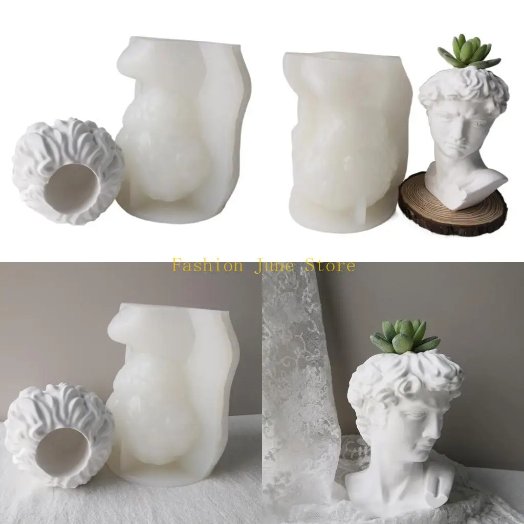 

N5KA Sculpture Pen Holder Pots Silicone Mold Planter Mold Decor Making Tool