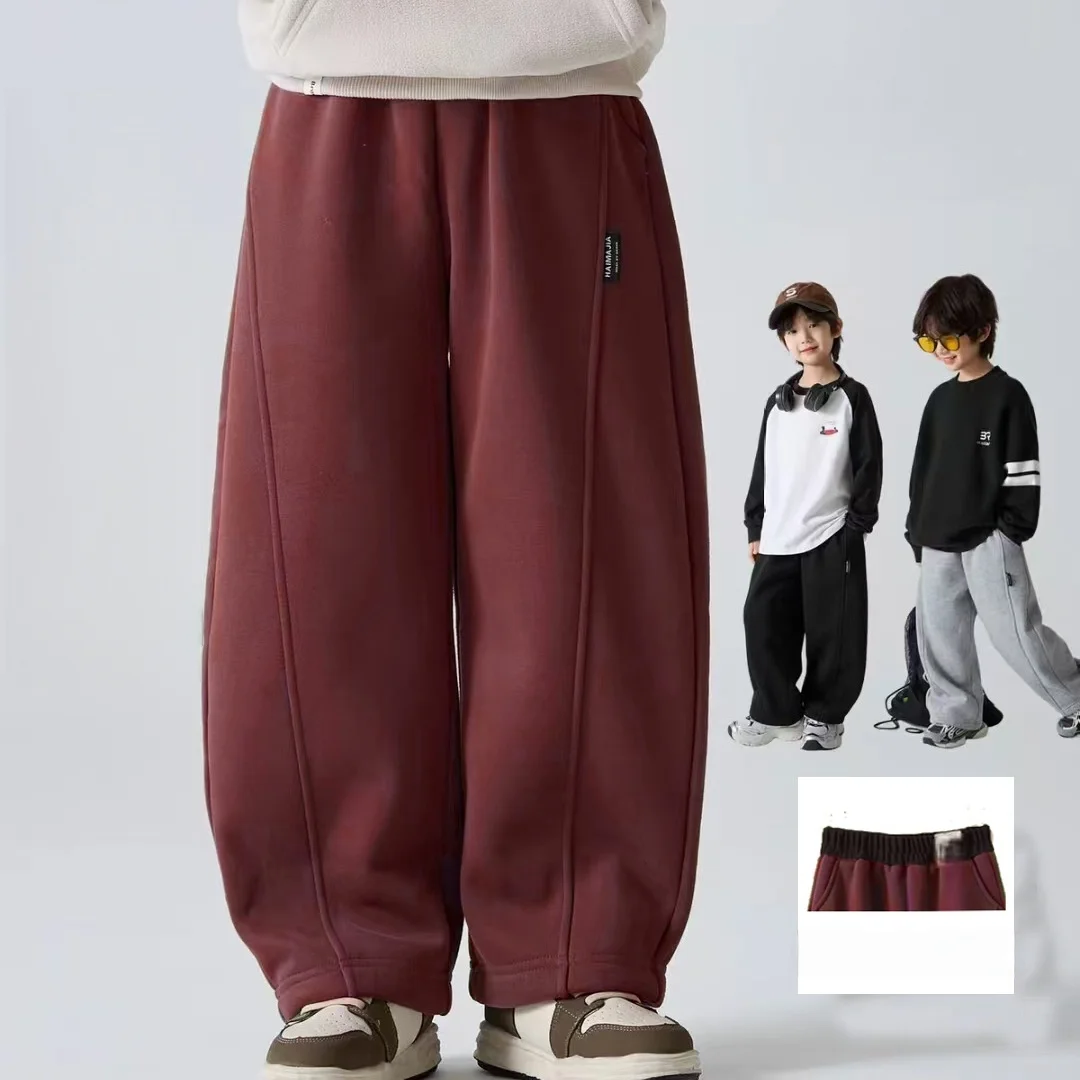 

Kids Cotton Fleece Lined Pants 1-10Y Baby Korean Children's Clothes 2025 Thermal Warm Trousers Boys Girls Casual Winter Clothes