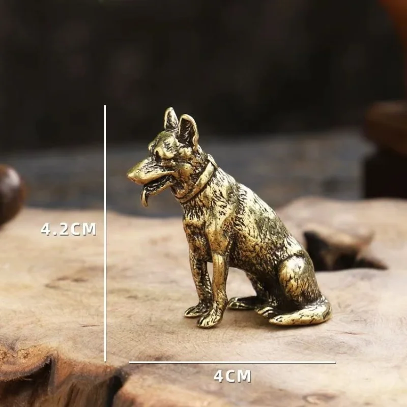 Vintage Brass Dogs Ornament Solid Copper Howling Dog Figurines Feng Shui Collection Statues Desktop Tea Pet Home Decor