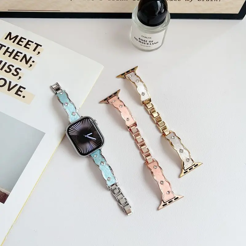 

Bling Metal Band for Apple Watch Women 38 40 41 42 44 45 46 49mm Stylish Bangle Dressy Bracelet Strap for iWatch S10 9 8 7 6 5 4