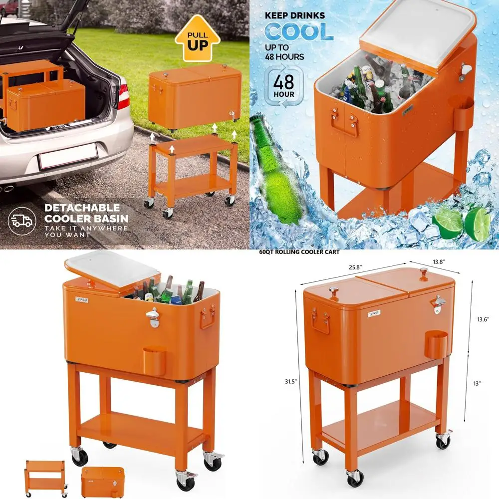 

Портативный переносной охладитель для патио с отсеком для напитков, открывалкой для бутылок и шлангом для воды