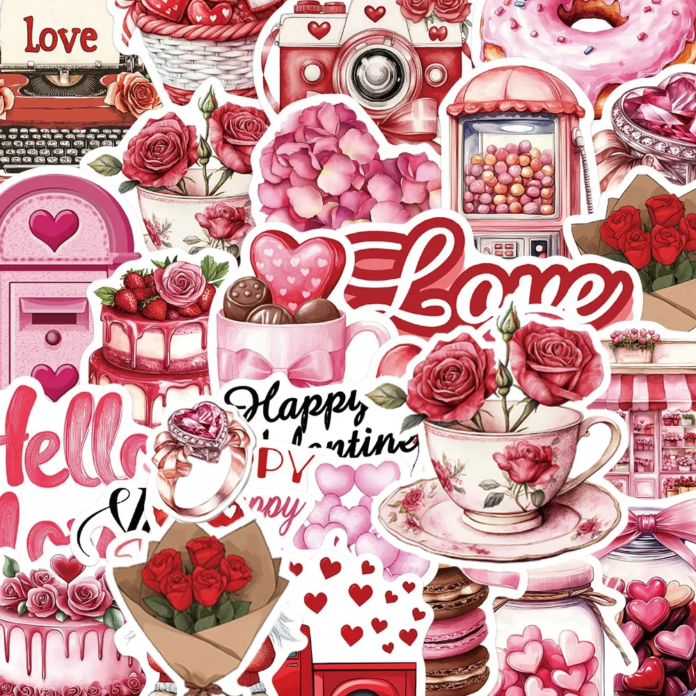 10/30/50 قطعة لطيف الكرتون الأحمر الوردي عيد الحب الكتابة على الجدران ملصقات DIY بها بنفسك محمول الهاتف الثلاجة سجل القصاصات لاصقة تزيين الشارات #1