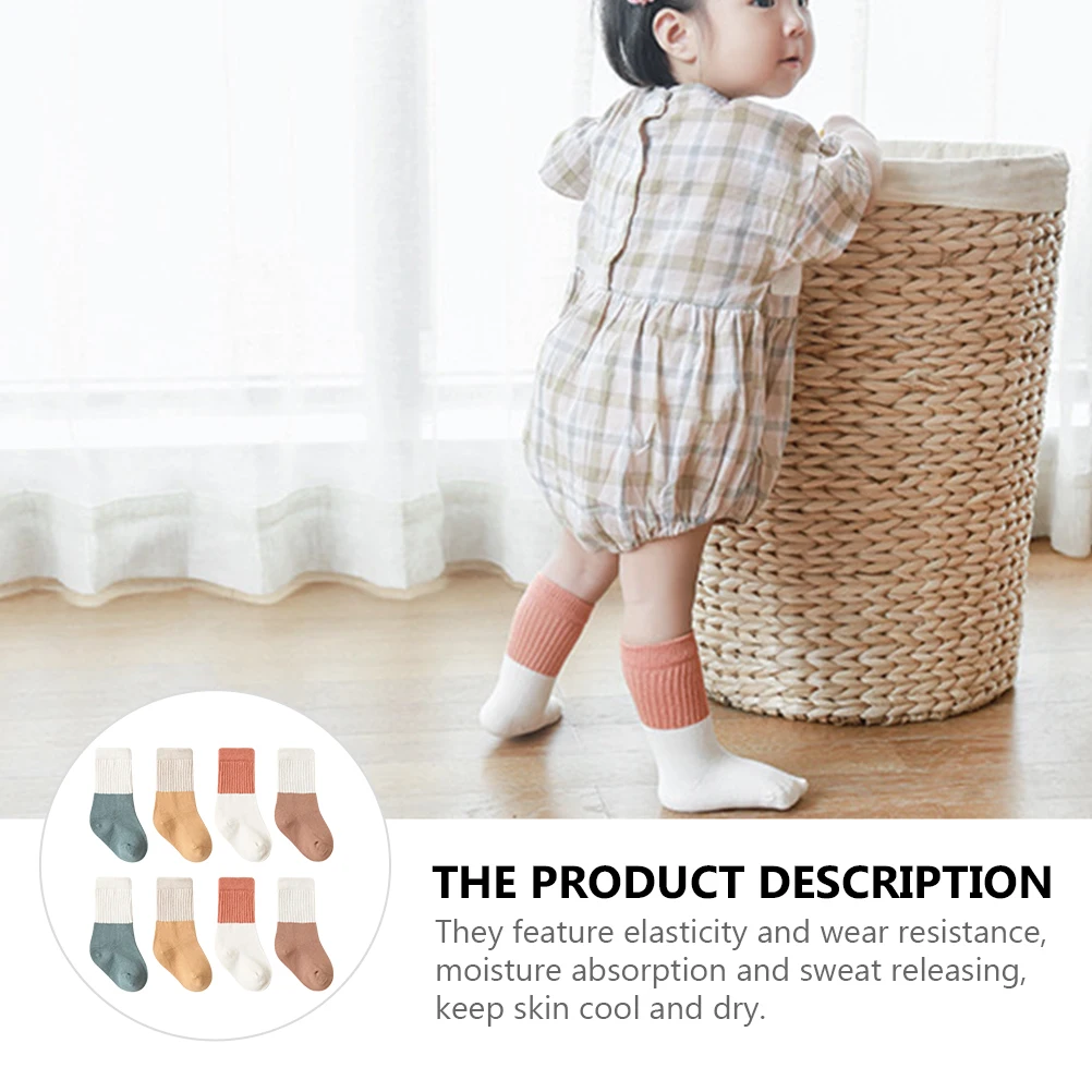 

4 Pairs Baby Socks Newborn Cotton Unisex Warm Winter Toddler Thick Soft Breathable Moisture Wicking Keep Feet Dry Cool