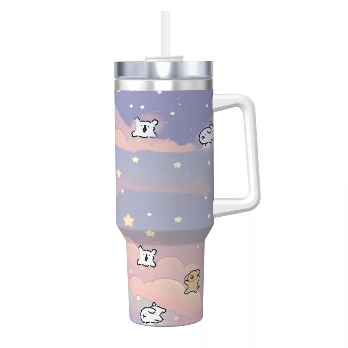 Maltese Line Dog Stainless Steel Tumbler Travel Coffee Mug With Straws and Lid Large Capacity Car Mugs Cold and Hot Water Bottle