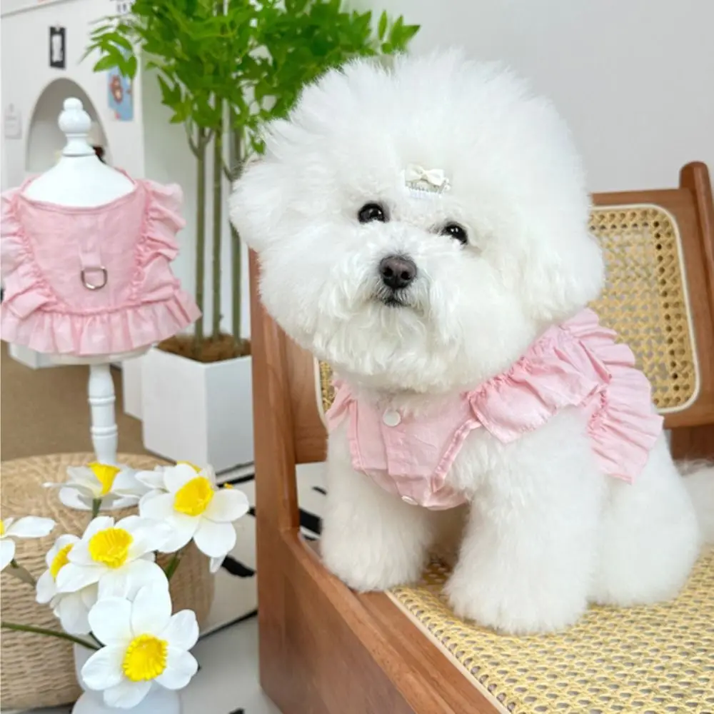 

Dog Supplies INS Style Spring Dog Vest Thin Fabric Pink Dog Skirt Soft Lace Pet Clothing Cat