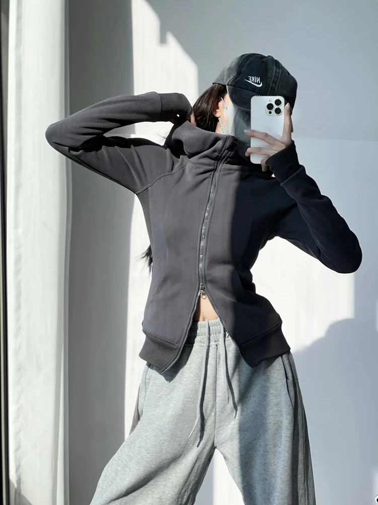 سليم صالح اليوغا هوديي سترة المرأة Faion تنوعا ort الأعلى مزدوجة سستة مفتوحة الجبهة تصميم لباس غير رسمي ربيع 2024