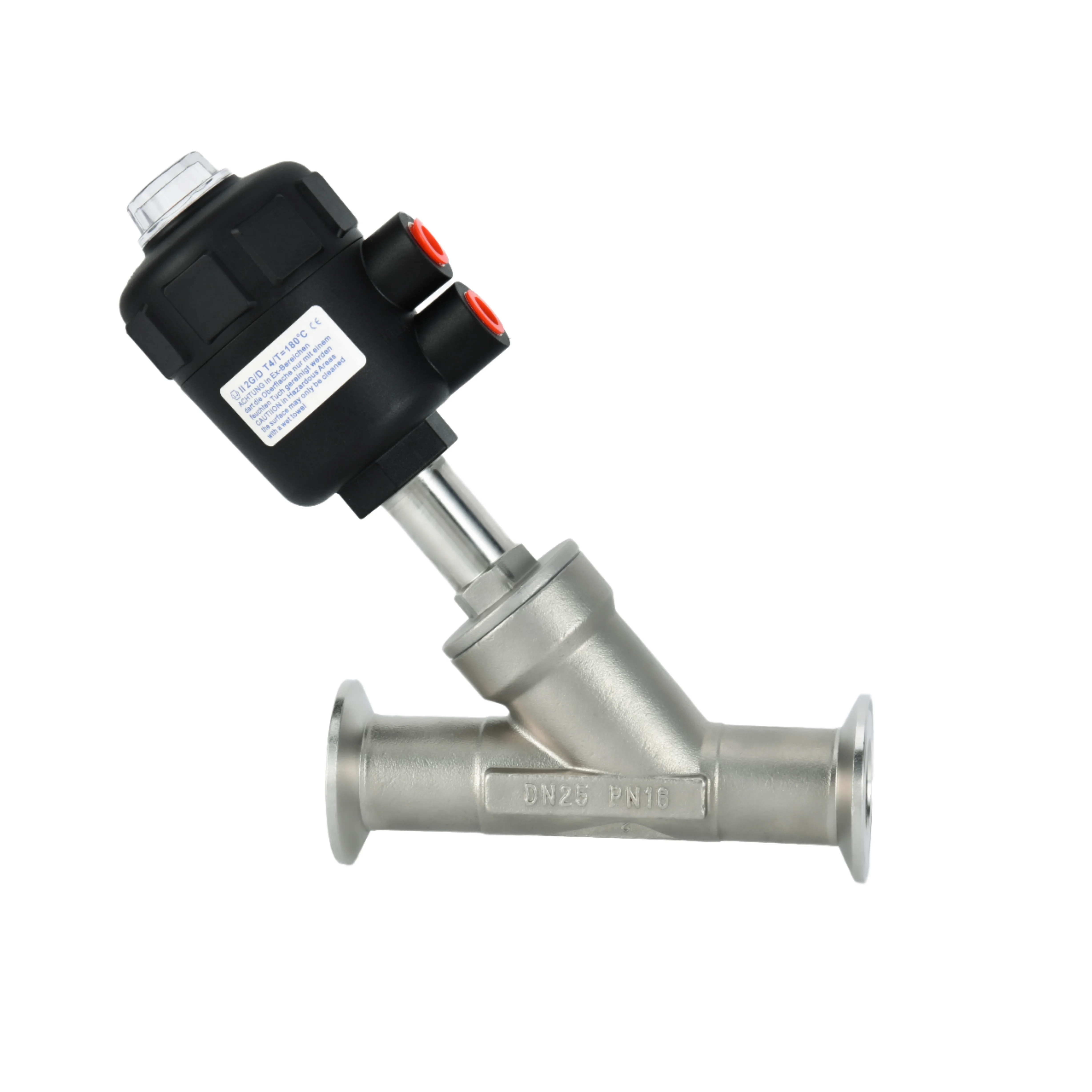 3-Way Stainless Steel Pneumatic Angle Valve with Solenoid Tri-Clamp for Water Media-Control Valve DN10-DN80 Temperature Range
