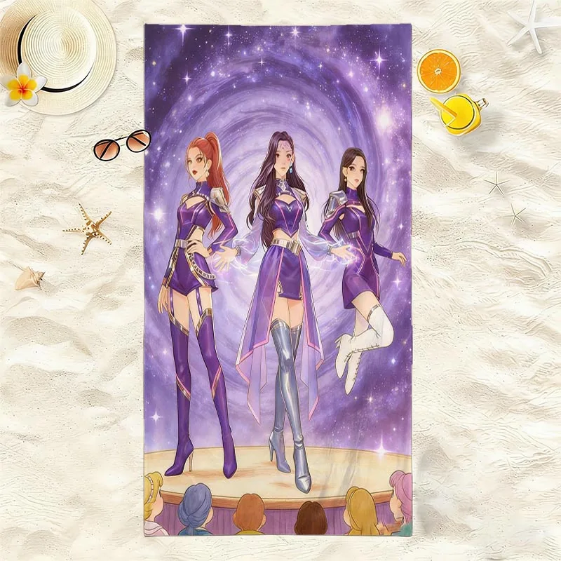 1pc Chibi K-pop Girl Group Anime Beach Towel Microfiber Soft Quick Dry Gym Sports Towel Bath Towel for Bathroom Swimming Outdoor