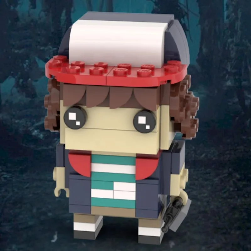 Blocs de construction MOC Dustin Brickheadz, modèle de collection Hawkins Friend avec talkie-walkie, cadeau de bricolage pour les fans d'adolescents et des adultes ​