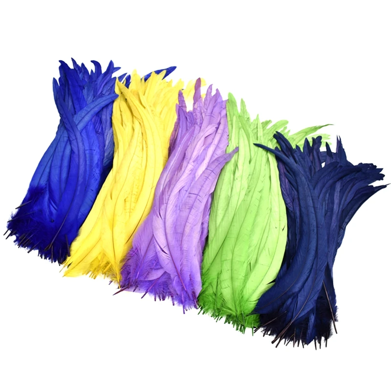 

Wholesale Colored Rooster Feathers for Crafts 30-35CM 12-14" Black Cock Chicken Pheasant Tail Feather Decor Carnival Decorations