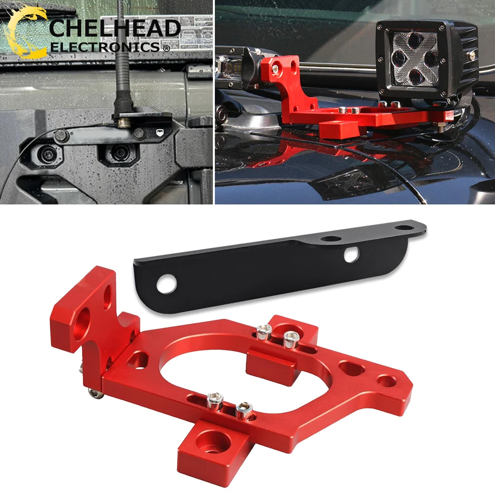 

Hood Mount Bracket for 42'' Led Light Bar Tailgate Holder for CB Antenna Led Whip for Jeep Wrangler JL 2018-2025