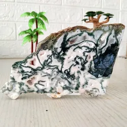 Natural Stone Moss Agate Crystal Chips Desk Coaster Home Room Decor Gemstones Reiki Wicca Meditation Chakra Healing Crystals