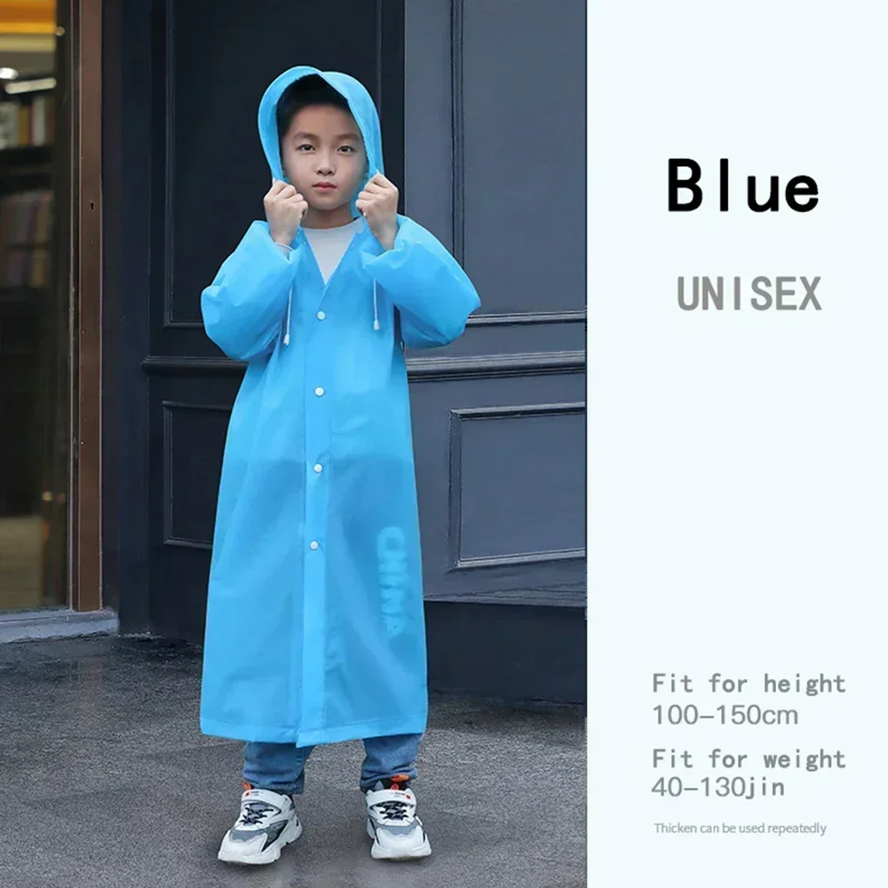 New Fashion Children Raincoat EVA Waterproof Thickened Rain Coat Reusable Transparent Rain Jacket Clear Kids Tour Rainwear Suit