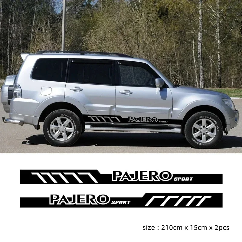 

2 шт., декоративные наклейки на боковую часть кузова автомобиля для Mitsubishi Pajero Motor Sport, полосы, тюнинговые аксессуары, виниловая пленка «сделай сам», наклейки