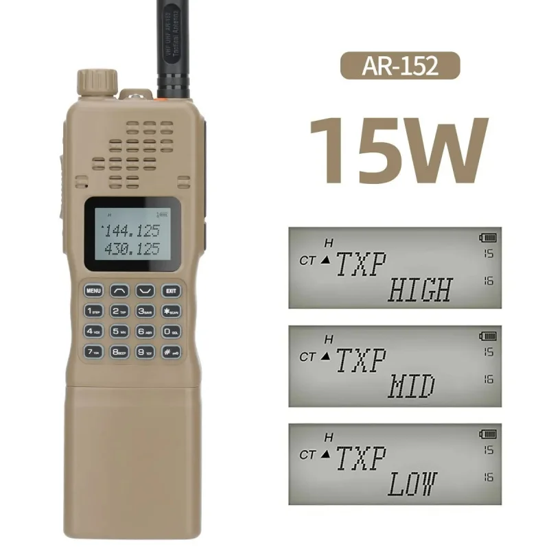 Baofeng AR-152 15W Walkie Talkie VHF UHF Ham CB Tactial Military Two way Radio Larger Battery AN /PRC-152 Dual Band Transceiver