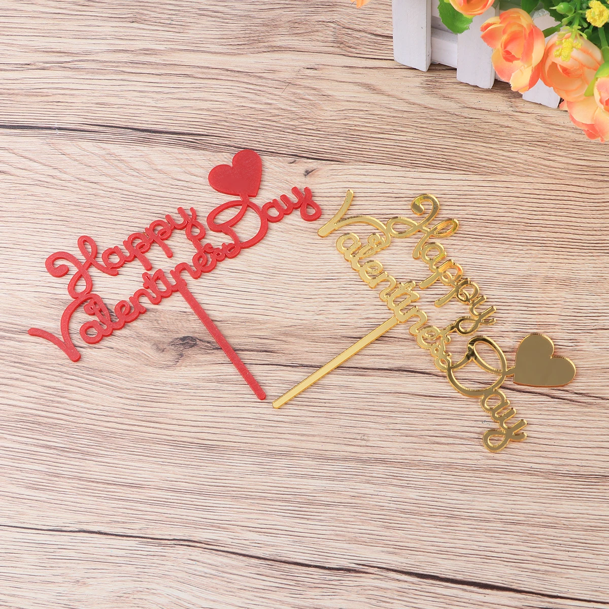 Adornos para tarta del Día de San Valentín, patrón de palabras en inglés rojo, Material Premium, accesorio decorativo seguro para pasteles, helado, 3 uds.