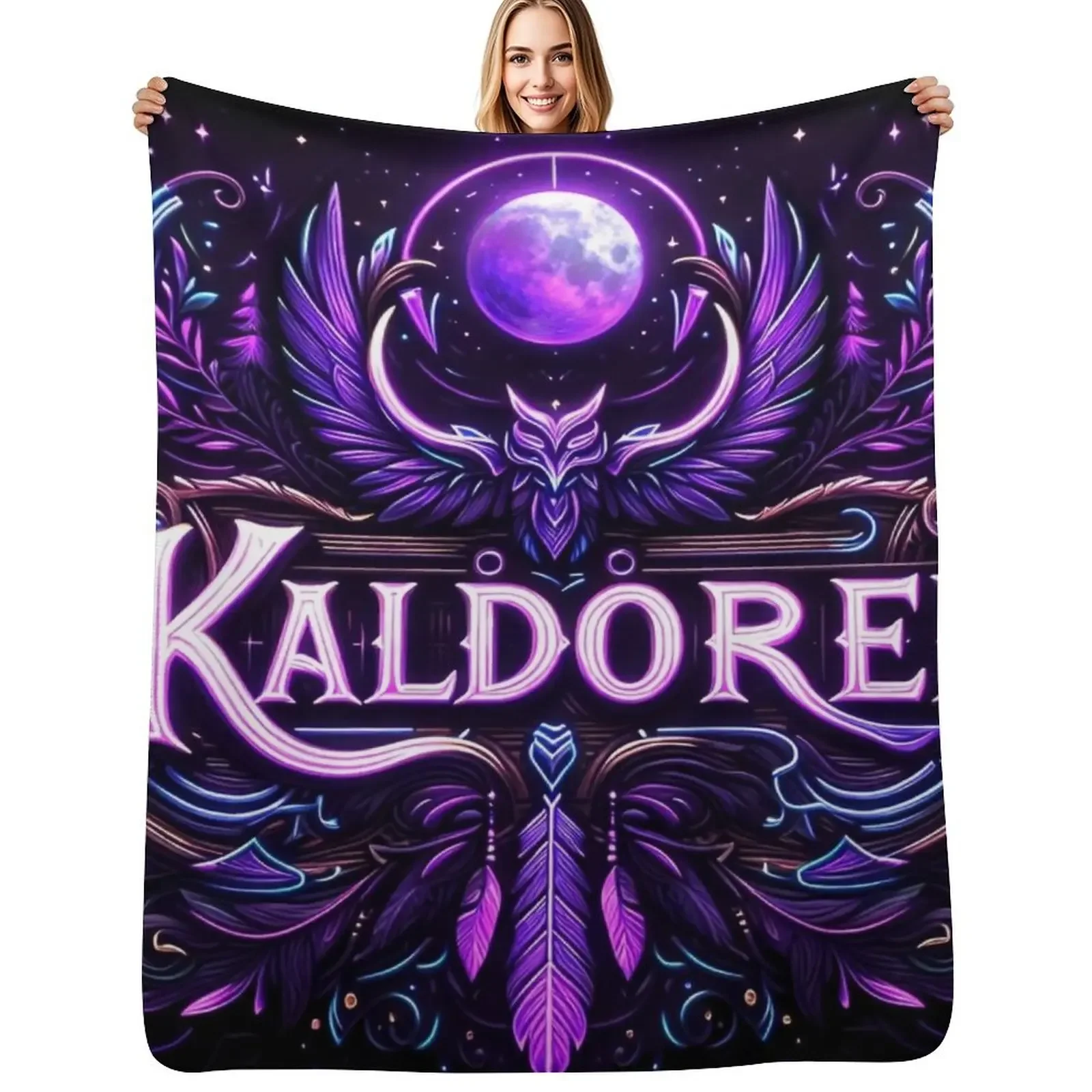 

Night Elf / Kaldorei World of Warcraft Inspired Neon Crest. Throw Blanket Soft Beds For Decorative Sofa anime Vintage Blanket