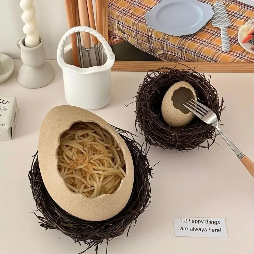 Eggshell Shaped Tableware Bird Nest Bowl Distinctive Design Dessert Serving Dish Soup Noodle Plate Restaurant Wholesale Price