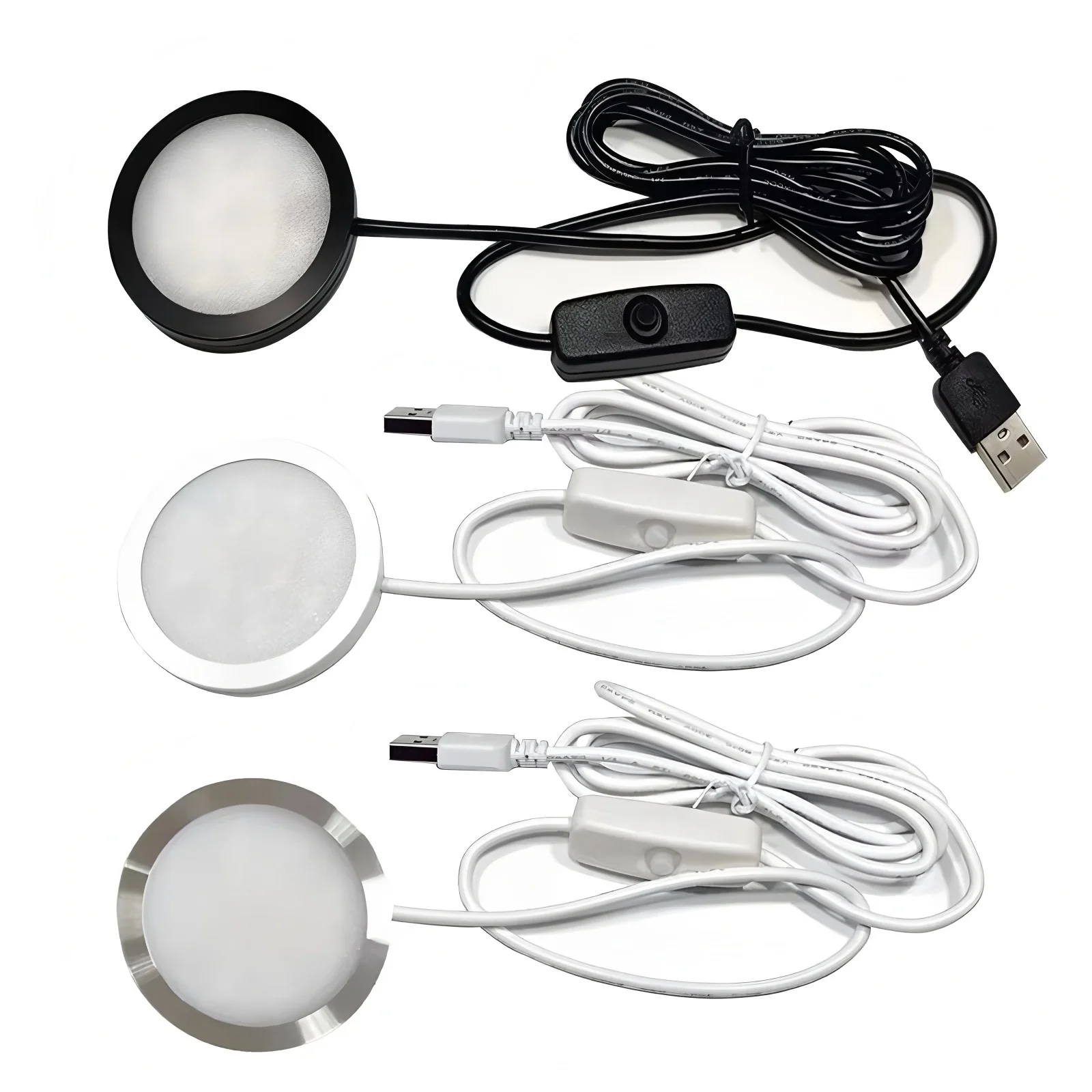 5V USB LED Puck Light with On/Off Switch Under Cabinet Counter Shelf Display Lamp Caravan Camper Motorhome RV Interior Lighting