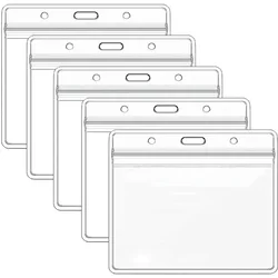 10Pcs Transparent Waterproof Work Exhibition ID Card Holder Nurse Student Vinyl Plastic Clears Badge Holder Name Tag Case