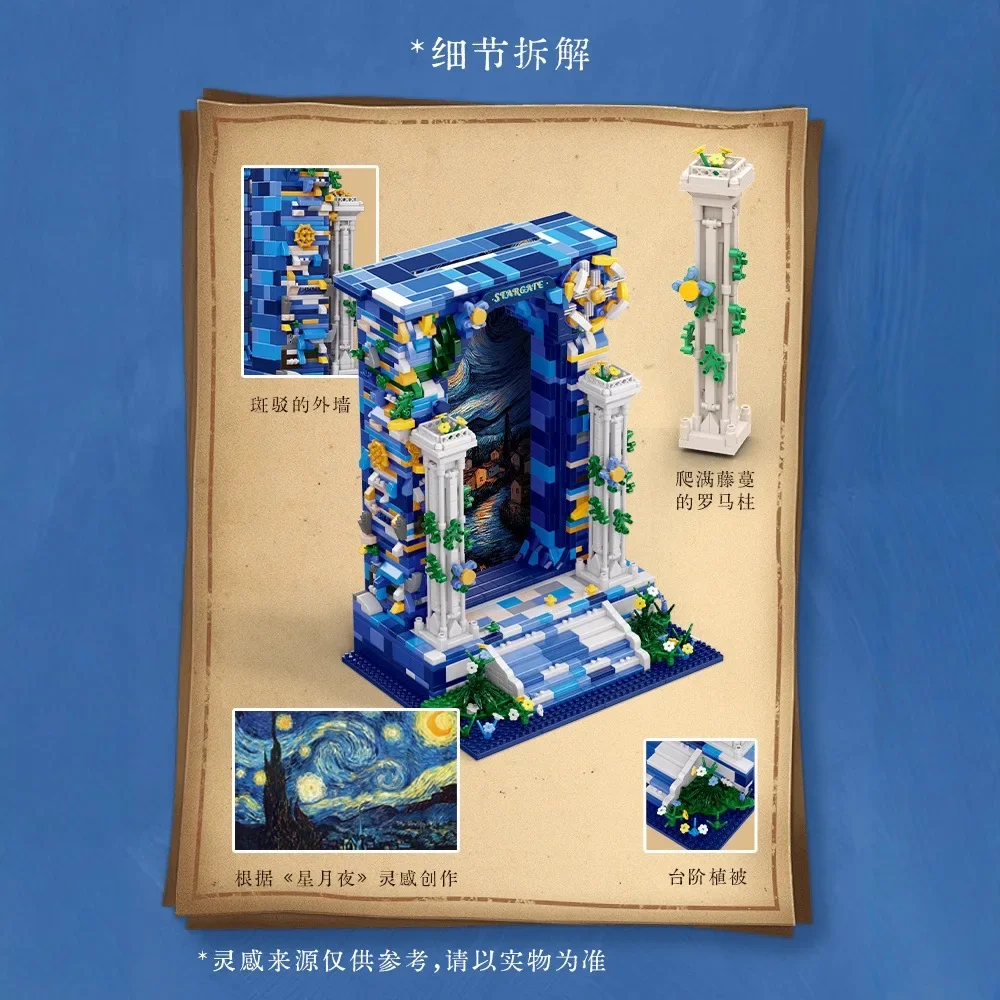 Blok Bangunan Star Gate Lukisan Terkenal Di Dunia Mainan Model Perakitan Dekorasi Desktop Puzzle Hadiah Ulang Tahun untuk Anak Laki-laki dan Perempuan
