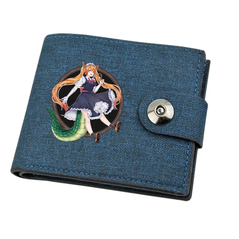 Canvas Teenagers Wallet Card Holder Wallet Male Money Bag Short Holder Male Purse for anime  Miss Kobayashi's Drag Kids Coin Bag