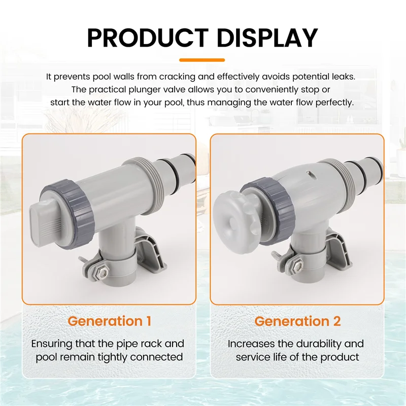 

B48B-2PCS адаптер для шланга для бассейна, сменный кронштейн для шланга для бассейна и плунжерный клапан для надземного бассейна