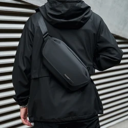 MOYYI Premium Crossbody Bag with Magnetic Buckle, Fashion Waterproof Sling Bag Black Shoulder Bag for Men Travel Sport