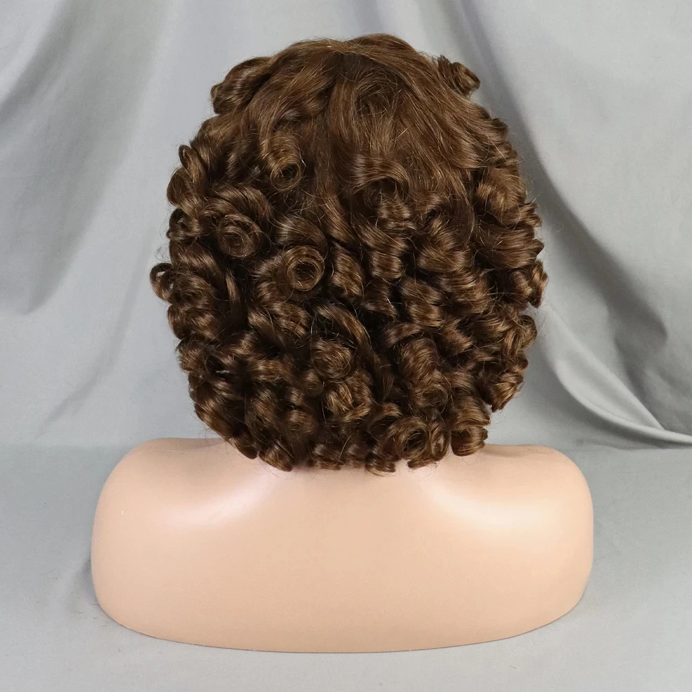 Perruques de cheveux humains bouclés courts rebondissants pour femmes, perruque sans colle, entièrement fabriquée à la machine, prête à porter, 6 po