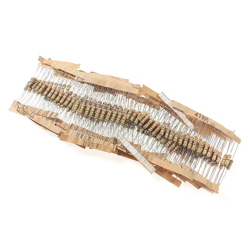 300 قطعة/الوحدة 1 واط الكربون فيلم المقاوم عدة 0.1R ~ 750R 30 قيم المقاومة مجموعة DIY بها بنفسك المكونات الإلكترونية 5% اللون حلقة المقاومة