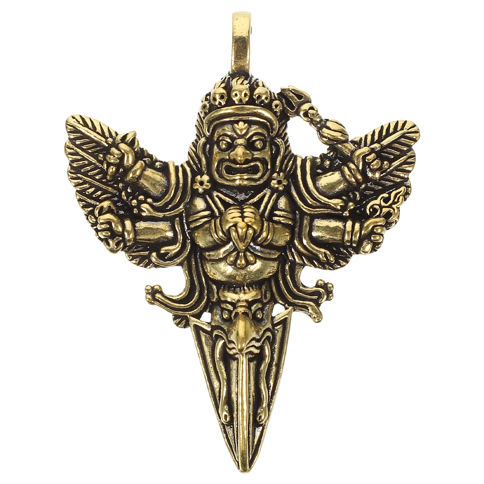

Retro Brass Vajra Pestle Pendant Decorative Keychain Ornament Multi-Use Mini Brass Vajra Pendant Buddhism Style Metal