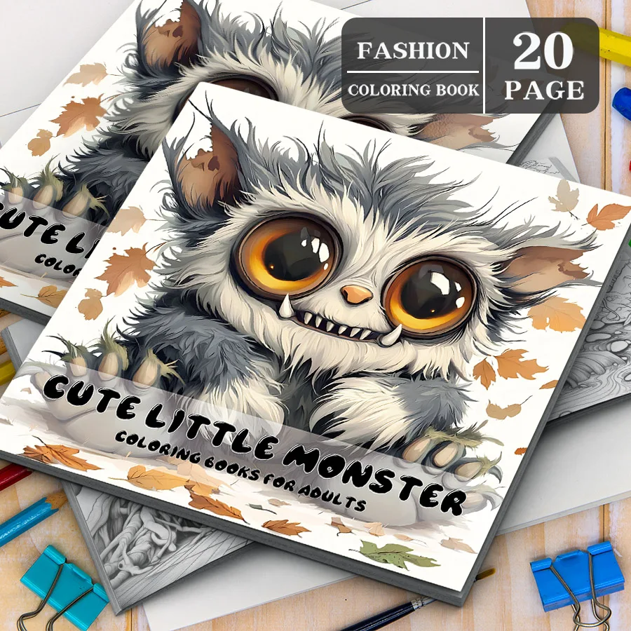Bview Art 20 Pages of CUTE LITTLE MONSTER Coloring Book for Adults - Creative Stress Relief & Relaxation Art Activity