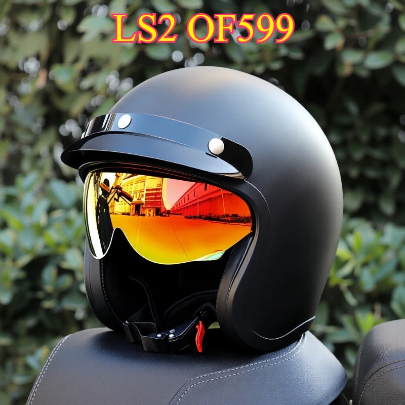 American Retro LS2 OF599 DOT CE 3/4 Open-Face Motorcycle Helmet Summer Breathable Cruise Scooter Unisex Casco Moto Protective