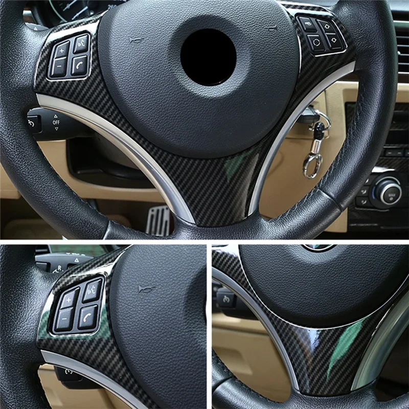 

Portable Real Carbon Fiber Car Interior Steering Wheel Decoration Cover Trim For BMW 3 Series E90 E92 E93 2005-2012