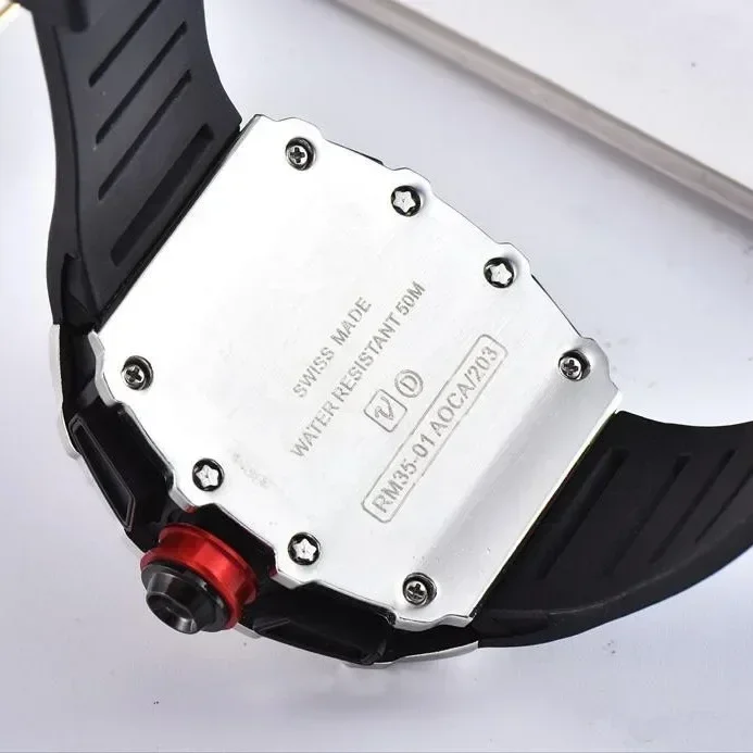 2025 novo o luxo automático mecânico masculino dupla roda rotação dial relógios de borracha moda relógio mecânico