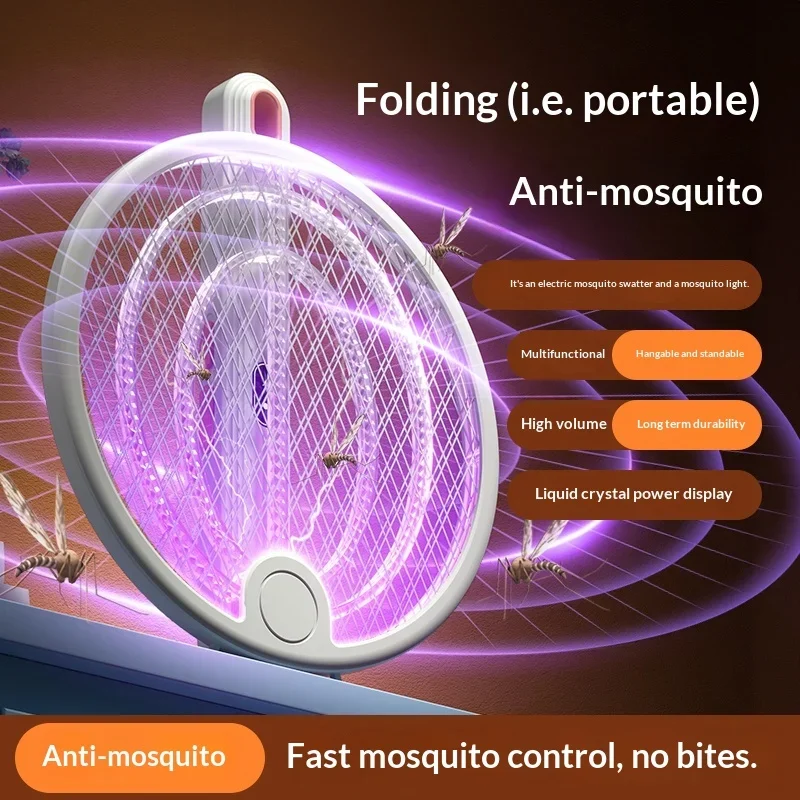 Foldable Electric Mosquito Swatter Rechargeable Light Wave Trap and Killer Lamp Four in One Wall Mounted Home Mosquito Repellen