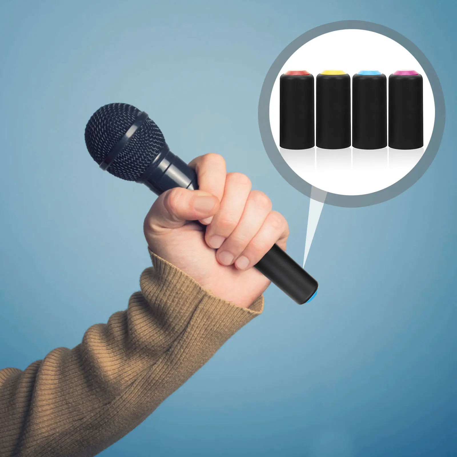 

4pcs Wireless Microphone Accessories Durable Plastic Covers Replacement Caps Red Yellow Purple Mic Part Protective