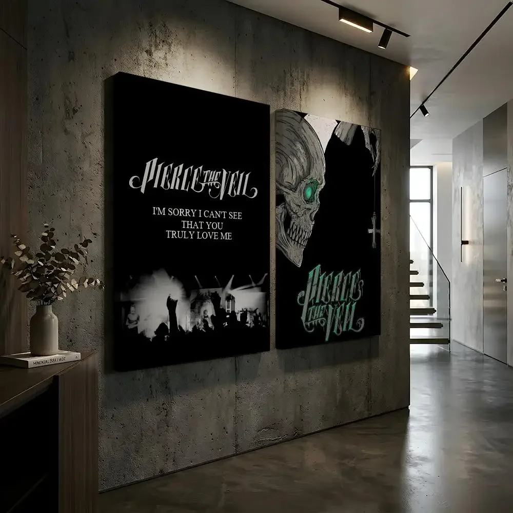 P-Pierce The Veil Band Collide With The Sky Framed Wall Painting Canvas Wall Art Inner Frame Waterproof Home Decor Living Room