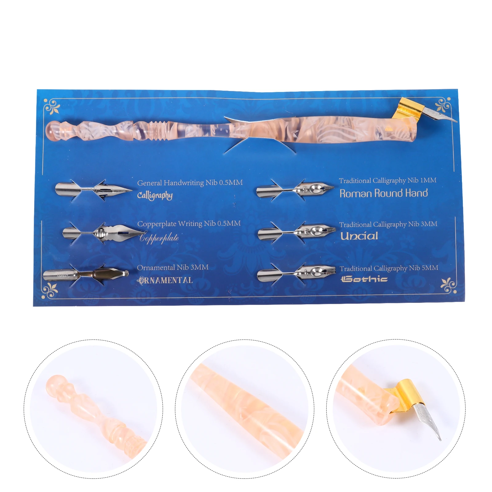 

1 Set Wood Handle Calligraphy Set Dip Pen Supplies English Calligraphy Kit Smooth Wear-Resistant Lightweight Nib