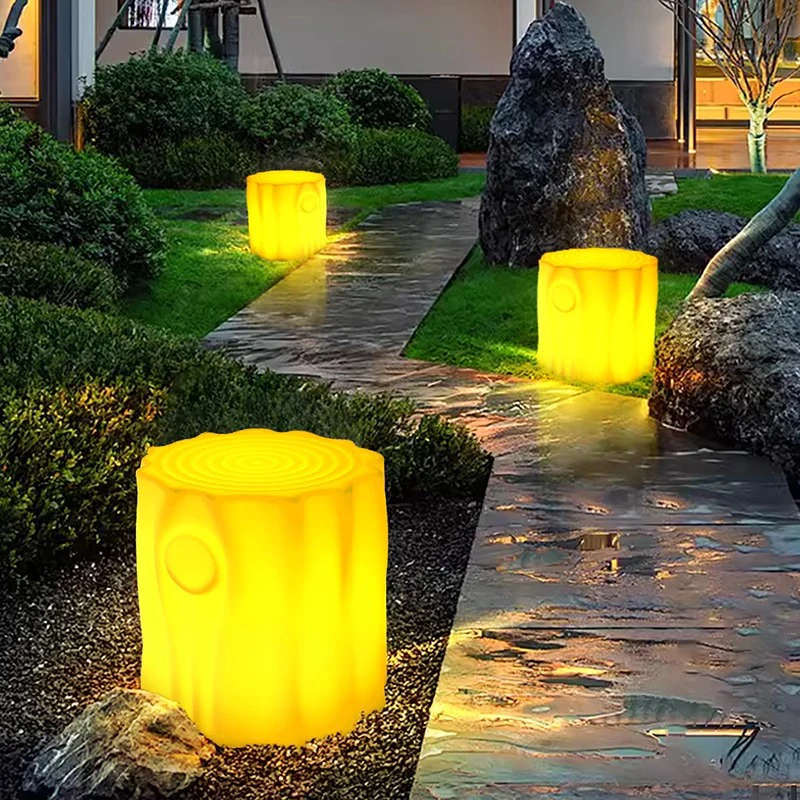 

Светящийся пень дерева, газон, солнечное светодиодное наружное освещение, солнечные фонари, уличное украшение сада, уличные садовые фонари